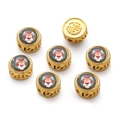 Goldene Sternzeichen Löwe Perle mit traditionellem Muster für DIY Schmuckherstellung - 8*10.5mm/Loch 2mm / Zwillinge