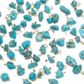 Irregular turquoise stone charms with gold-plated metal loops for DIY jewelry making - Irregular Raw Stone Pendant / Turquoise