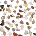 Assorted natural stone pendants with gold metal loops for DIY jewelry making - Irregular Raw Stone Pendant / Mixed Stones