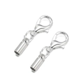 Silver lobster clasp with cylindrical tube end connector for DIY jewelry making - Silver