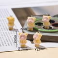 Set of 5 flocked piglet charms with yellow hoods and detailed size measurements - Yellow Raincoat Pig