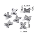 Silberner Legierungs-Buchstabe X Anhänger mit weißen Strasssteinen für DIY-Schmuck - Buchstabe X