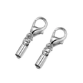 Silver lobster clasp with cylindrical cord end caps for DIY jewelry making sets - White K/Silver