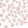 Mini natural rose quartz stone pendants with gold pin for DIY jewelry making - Irregular Raw Stone Pendant / Rose Quartz