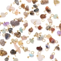 Natural raw gemstone pendants with gold alloy loops for DIY handmade jewelry crafts - Irregular Raw Stone Pendant / Beach Stone