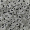 Matte white 6x10mm acrylic letter beads for DIY jewelry and bracelet making - (6*10mm/Hole 2.3mm) 30 Pieces / Glow In The Dark Black Letter