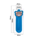 Blue leather keychain with brown bear embroidery showing dimensions 158mm height - Blue Bear