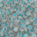 DIY 6x10mm acrylic letter beads for bracelets with metallic blue printed alphabet - (6*10mm/Hole 2.3mm) 30 Pieces / Glow In The Dark Blue Letter