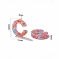 Detailed macro view showing the 42mm pink sequin resin letter C keychain pendant dimensions - Letter C