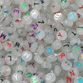 Translucent matte 6x10mm acrylic letter beads with gold foil printing for DIY crafts - (6*10mm/Hole 2.3mm) 30 Pieces / Glow In The Dark Colorful Letter