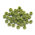 Macro view of green and gold woven peach blossom knot beads for DIY jewelry making - 1 Piece/Pack (Approx. 1.5g) / Grass Green