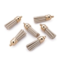 Set of six light grey suede mini tassels with gold metal caps for DIY jewelry making - 20 Pieces Set / Light Khaki