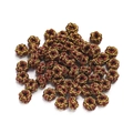 Detailed macro of gold wire wrapped burgundy thread knot beads for DIY jewelry making - 1 Piece/Pack (Approx. 1.5g) / Brown
