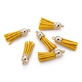Ginger yellow 3.8cm mini tassels with golden metal caps for DIY jewelry making - 20 Pieces Set / Turmeric