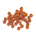 Macro view of handmade orange braided peach blossom beads with gold wire for DIY jewelry - 1 Piece/Pack (Approx. 1.5g) / Orange