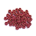 Close-up of handmade pink and gold woven bead charms for DIY jewelry making - 1 Piece/Pack (Approx. 1.5g) / Rose Red