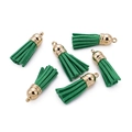 Deep green 38mm mini tassel charms with golden caps for DIY earring making - 20 Pieces Set / Green