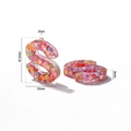 Detailed view of S-shaped resin pendant with colorful sequins and product dimensions - S