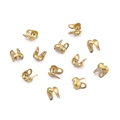 Close-up of golden stainless steel double-hole bead tips for DIY jewelry making - Inner 1.5mm / 10 Pieces Pack / Gold