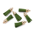Green suede tassel pendant with gold metal cap for DIY jewelry and necklaces - 20 Pieces Set / Grass Green