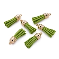 Pack of 6 lime green CCB plastic mini tassels with gold caps for DIY earring making - 20 Pieces Set / Light Green