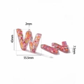 Detailed dimensions of letter W resin pendant with pink sequins for DIY keychains - Letter W