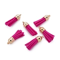 Pack of 6 rose red mini suede tassels with gold caps for DIY earring necklace jewelry making - 20 Pieces Set / Rose Red