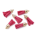 Set of 6 rose red tassel charms with gold caps for DIY jewelry making and accessories - 20 Pieces Set / Rose Pink