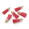 Pink 38mm CCB plastic mini tassel pendants with gold caps for DIY jewelry making - 20 Pieces Set / Watermelon red