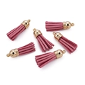 Dusty rose faux suede 3.8cm tassels with gold caps for DIY jewelry making set of 6 - 20 Pieces Set / Dusty Pink