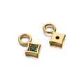 Detail of gold-plated square pendant with green zircon inlay and honeycomb back design - Rhombus Zirconia Pendant Only (Without Chain) / 2 Pcs/Pack / Green