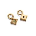 Macro detail of gold-plated rhombus pendant with green gemstone and open loop - Rhombus Zirconia Pendant Only (Without Chain) / 2 Pcs/Pack / Light Green