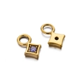 Detail view of gold-plated star pendant with purple gemstone for DIY jewelry making - Rhombus Zirconia Pendant Only (Without Chain) / 2 Pcs/Pack / Purple