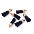 Deep purple faux suede tassel pendants with golden metal caps for DIY jewelry making - 20 Pieces Set / Navy Blue