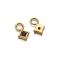 Detail of gold-plated square pendant with blue zircon stone for jewelry making - Rhombus Zirconia Pendant Only (Without Chain) / 2 Pcs/Pack / Sapphire Blue