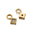 Macro view of gold-plated rhombus pendant with clear cubic zirconia and hanging loop - Rhombus Zirconia Pendant Only (Without Chain) / 2 Pcs/Pack / White