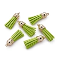 Set of 6 grass green CCB plastic mini tassels with gold caps for DIY jewelry making - 20 Pieces Set / Fruit Green