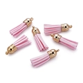 Set of 6 pink suede mini tassels with gold metal caps for DIY jewelry and accessories - 20 Pieces Set / Light Pink