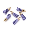 Set of 6 purple 3.8cm CCB plastic tassel pendants with golden caps for DIY jewelry - 20 Pieces Set / Purple
