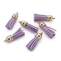 Set of 6 light purple mini tassel pendants with gold caps for DIY jewelry making - 20 Pieces Set / Light Purple