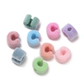 Colorful C-shaped flocked acrylic beads in pastel shades for DIY jewelry making - Letter C / 5 Pieces