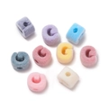 Colorful flocked C-shaped acrylic beads for DIY jewelry and hair accessories crafting - Letter G / 5 Pieces