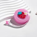 Pink strawberry mini retractable measuring tape for sewing on a white textured stand - Flower Strawberry