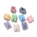 Floccing acrylic letter H beads in assorted pastel colors for DIY jewelry making - Letter H / 5 Pieces