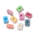 Colorful flocked acrylic alphabet beads for DIY jewelry making in assorted neon colors - Letter I / 5 Pieces