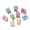 Colorful flocked acrylic alphabet beads with soft texture for DIY jewelry and bracelets - Letter K / 5 Pieces