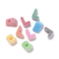L-shaped flocked acrylic alphabet beads in multi-color macaron tones for DIY jewelry - Letter L / 5 Pieces