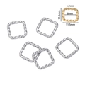 Anneaux torsadés carrés en argent et or pour la création de bijoux DIY 11,5 mm - Carré / Acier