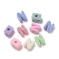 Pastel macaron flocking acrylic alphabet letter beads with large holes for DIY jewelry - Letter N / 5 Pieces