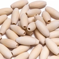Natural oval wood beads with drilled holes for DIY jewelry and crafts making - Pack of 20 (Approx. 15x35mm)
